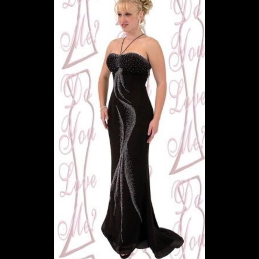 NWT Black sheer Formal gown with purple beading